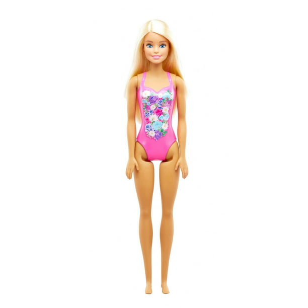 Barbie Beach Doll With Pink Graphic One Piece Swimsuit Walmart Com Walmart Com