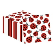40pcs Ladybug Paper CORNET Napkins Fancy Cute Ladybug Lunch Tableware Disposable Paper Napkin Set Black Red Little Lady Beetle Party Themed for Girls Boys Birthday Baby Shower Party Supplies