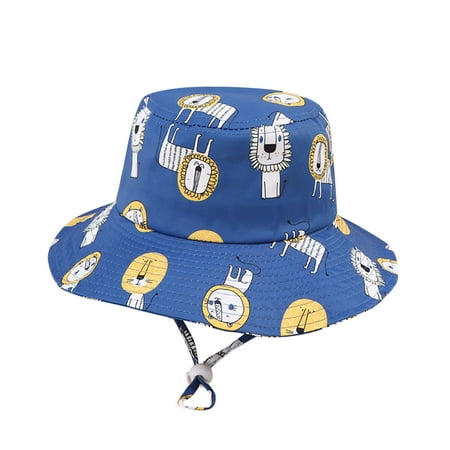 

TOWED22 Outdoor Cute Bucket Cartoon Cap Adjustable Beach Summer Protection Sun Chin Hat Spring Hats Sun Kids Strap Baby Boy Pool A