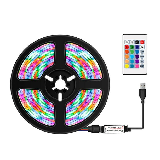 Matsuzay Tira de luces LED de control remoto de 2m, cinta Flexible cortable RGB, múltiples modos, luz LED RGB resistente al agua Iluminación navideña No. 4 Matsuzay HA027721-04