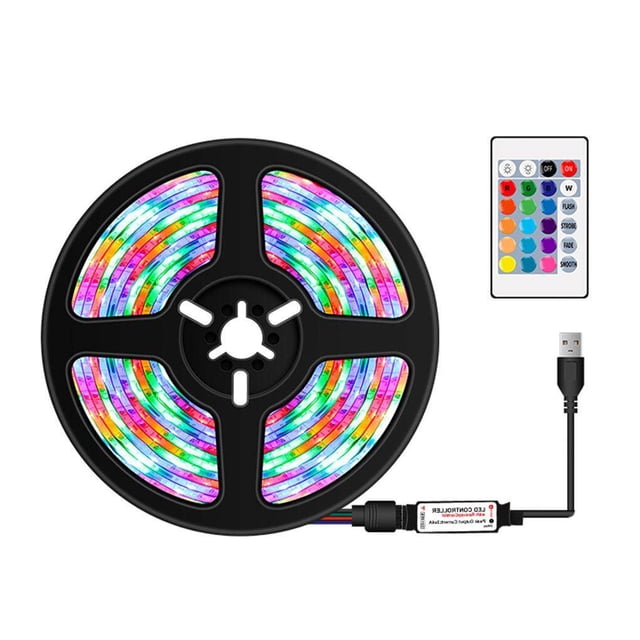 Cateissary Tira de luces LED de control remoto de 1m, cinta Flexible cortable RGB, múltiples modos, luz LED RGB resistente al agua Iluminación navideña No.6 Cateissary HA027721-06