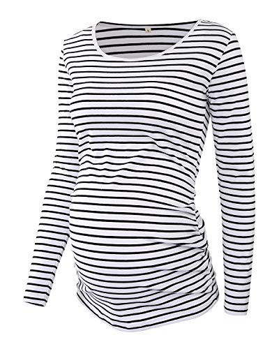 BBHoping 3-Pack Maternity Tops Long Sleeve Shirts Cute Maternity Blouse Pregnancy Clothes