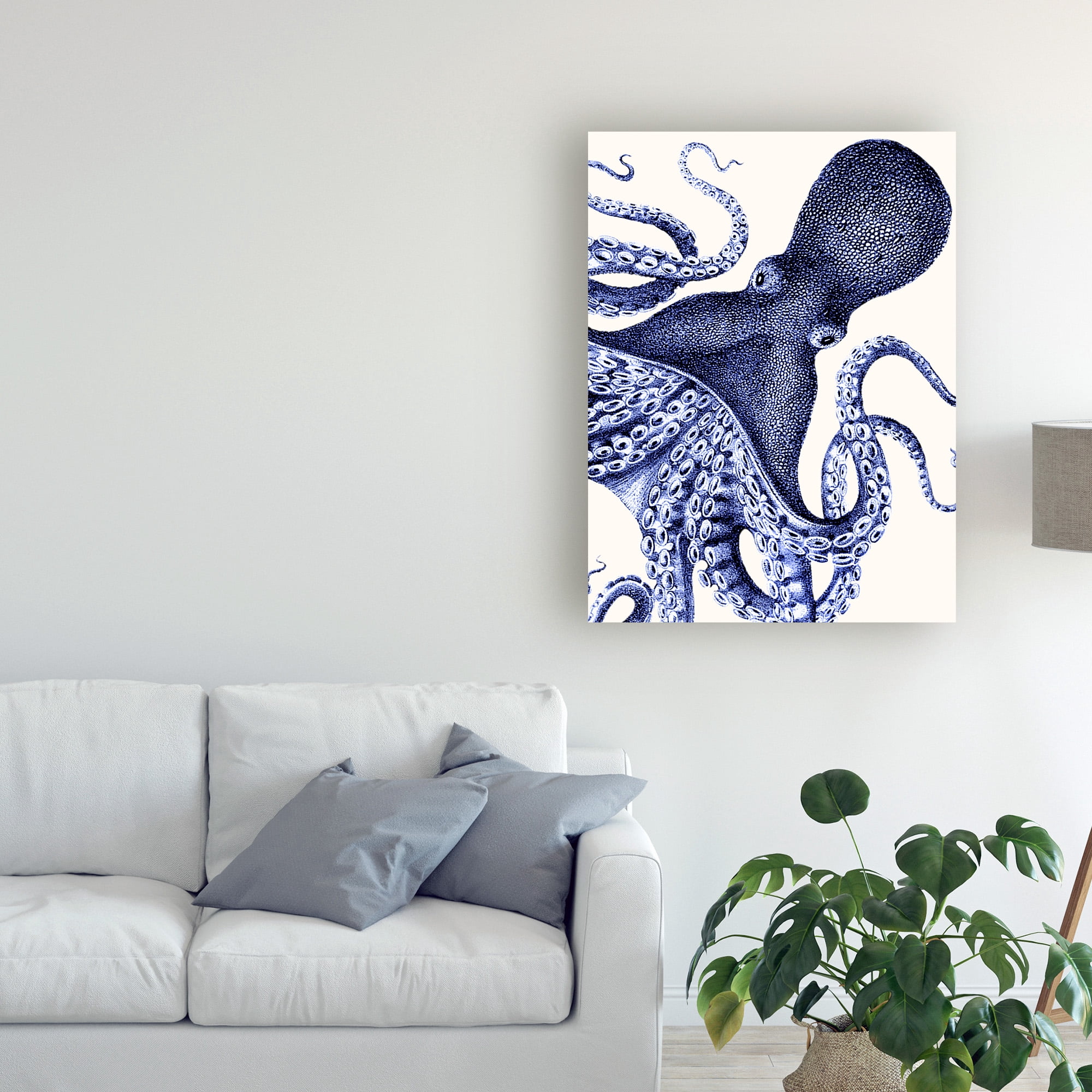 Trademark Fine Art 'Landscape Blue Octopus' Canvas Art by Fab Funky