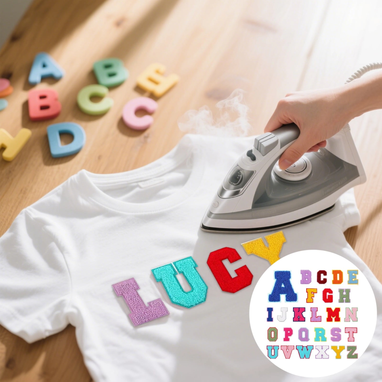 52 Pcs Rainbow Chenille Letter Patches Iron On, 2.8 in High, Embroidered Alphabet Applique Patches for DIY, Clothing, Bags Decoration