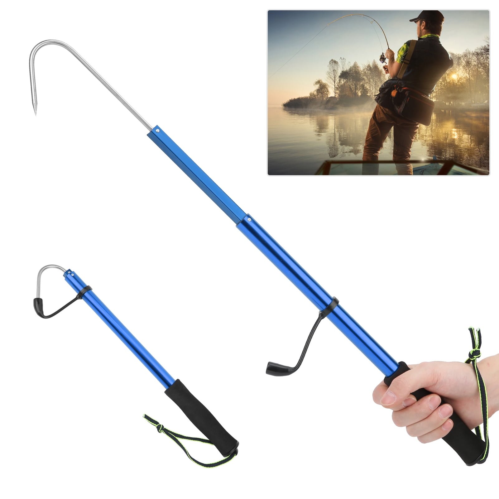 Telescopic Sea Fishing Gaff Stainless Aluminum Alloy Outdoor Spear Hook  38-90cm