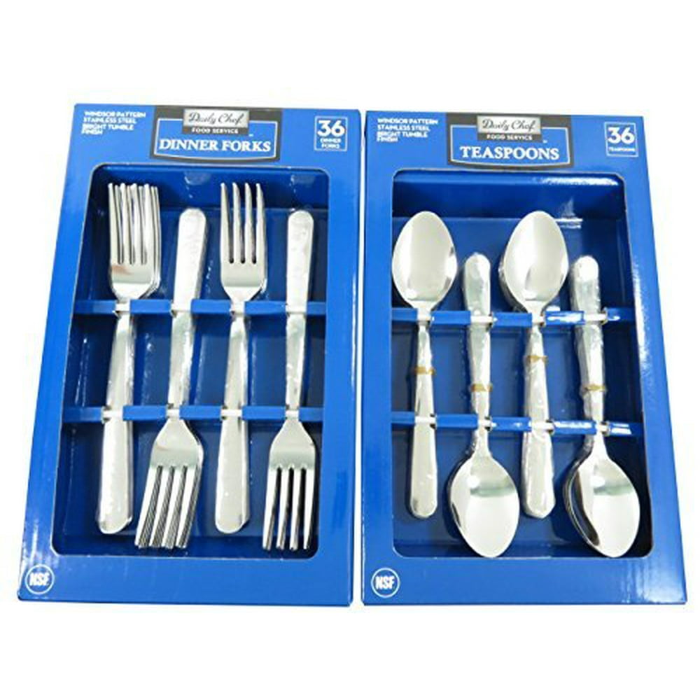 Daily Chef Dinner Forks and Spoons Flatware 72 Pieces Windsor Pattern