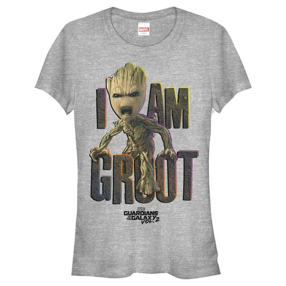 Junior's Marvel Guardians of Galaxy Vol. 2 Groot Growl Graphic Tee Athletic Heather Large