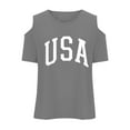 thumbnail image 3 of Toddler Girls Tshirts Graphic Letter Print T Shirt Short Sleeve Shoulder Cut-Out Casual Tees Shirt Tops Outfits for Girls 3-4 Years, 3 of 5