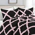 thumbnail image 3 of 1 Piece Luxury Two Tone Diamond Ruffle Pattern Comforter Super Soft All Season 800 Thread Count, 100% Egyptian Cotton, Oversized Super King Size Light Pink/Black Solid Color, 3 of 4