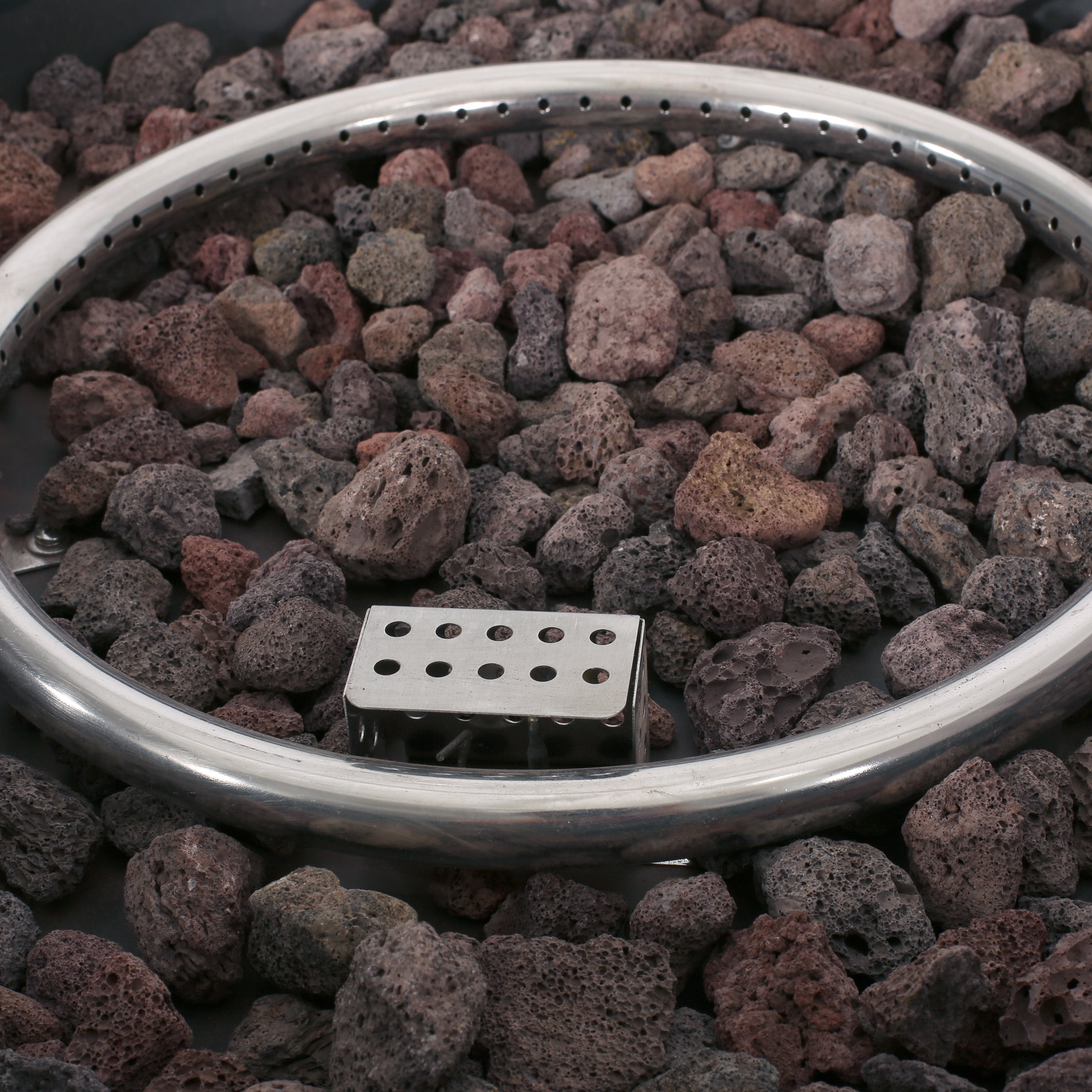 Mayfair Lightweight Concrete Outdoor 50,000 BTU Circular Fire Pit (No Tank Holder), Dark Gray