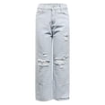 thumbnail image 2 of Gibobby Jeans dama talla extra Pantalones de mezclilla rasgados casuales retro de color lavado para mujer(Azul claro,XL), 2 of 5