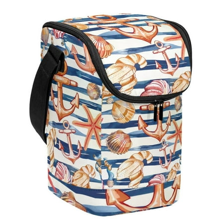 

Compact Lunch Pail Sea Sells Starfish Anchor Large Reusable Lunchbox Zipper Tote Bag for Work Picnic Camping