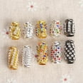thumbnail image 4 of U8MO 5pcs Cylinder Tube Copper Alloy Metal Crystal Glass Rhinestones Big Hole Beads-15x8mm-Gold, 4 of 5