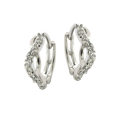 1996 Hoops - Sterling Silver and Cubic Zirconia Twist Hoop Earrings