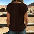 thumbnail image 5 of hoksml Women's Casual Short Sleeve Button Blouse, V-Neck Cotton Loose Fit Top Solid Color Summer Shirt, 5 of 5
