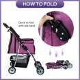 thumbnail image 6 of NiamVelo 4 Wheels Dog Stroller Foldable Pet Stroller Dog Cat Jogger Stroller Folding Lightweight Travel Stroller with Cup Holders& Storage Basket for Small Medium Dogs, Purple, 6 of 9