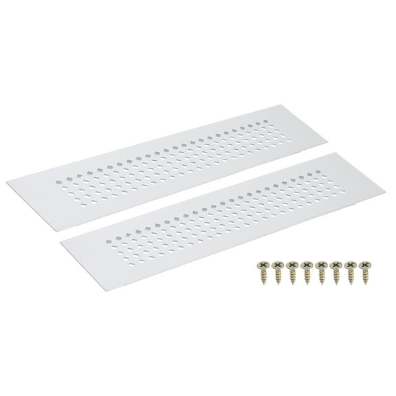 Uxcell Air Vents Cover, 2Pcs 200 x 50mm Aluminum Alloy Rectangle Air Return Vent Cover with Screw, Ventilation Grille Decorative Covers for Door Cupboard Wardrobe Shoes Cabinet (Silver)