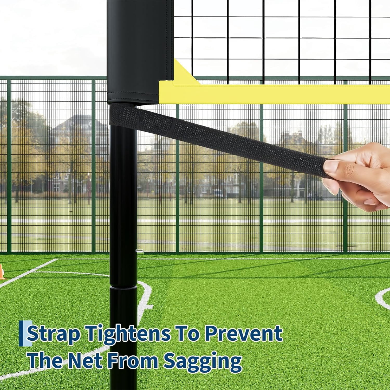 Rugerasy Portable Volleyball Net Set with Adjustable Height,Ball,Pump,Ropes & Carry Bag,Sturdy Outdoor Freestanding Net,Black&Yellow