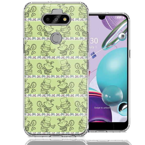 MUNDAZE For LG Aristo 5/K31/Fortune 3 Wonderland Hatter Rabbit Design Double Layer Phone Case Cover