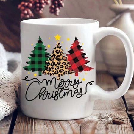 Merry Christmas Mug, Festive Holiday Coffee Cup, Cheerful New Year Gift Idea