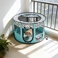 thumbnail image 2 of Yhmxh Portable Foldable Cat Playpen, Collapsible Mesh Exercise Kennel Playpen, Oxford Tent Kennel Cage Pen Tent for Dogs Cat and Rabbit Travel Dog Playpen Indoor 27.56"x27.56"x15.7", 2 of 7