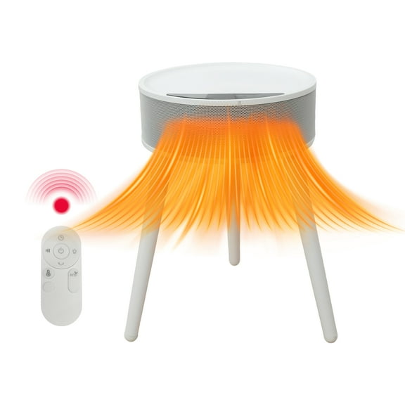 White Multi-Scene Heater, Round Table Design, 1500W/600㎡, Remote, Multi-Gear Temp Control, Overheat & Tip-Over Protection, Energy-Efficient Fast Heating
