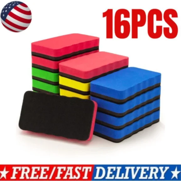 16 Pcs Dry Erase Erasers, Magnetic Whiteboard Eraser, Magnetic Eraser For Dry
