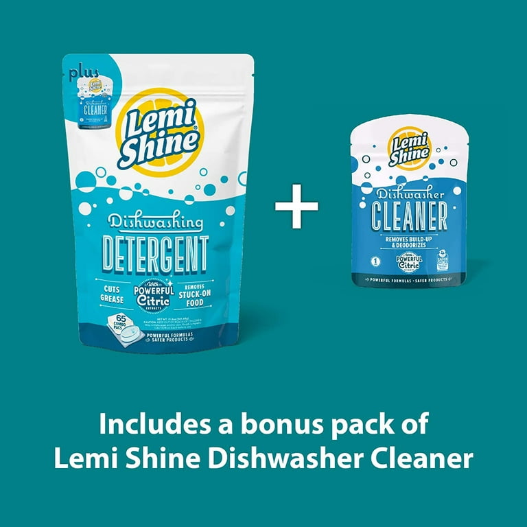 Lemi Shine Natural Dishwasher Pods , All-In-One Powder & Gel Dishwasher  Detergent Pods with Powerful Citric Acid , Eco Friendly Dish Wash Cleaning  Supplies (65 Count) 65 Count (Pack of 1) 