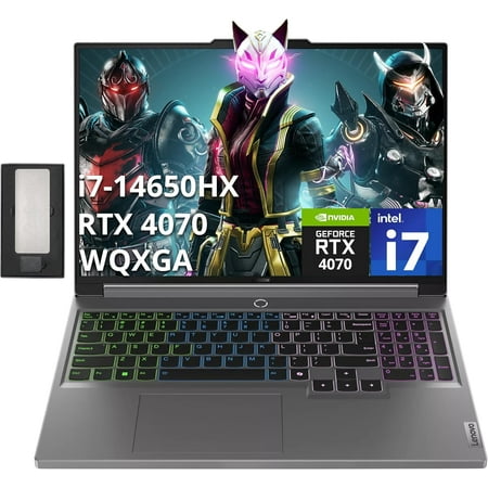Lenovo Legion 5 16" WQXGA 165Hz Gaming Laptop, Intel i7-14650HX, NVIDIA GeForce RTX 4070, 32GB DDR5, 1TB SSD, 4-Zone RGB Backlit Keyboard, Wi-Fi 6E, Win 11, Luna Grey, 256GB Docking Station Set