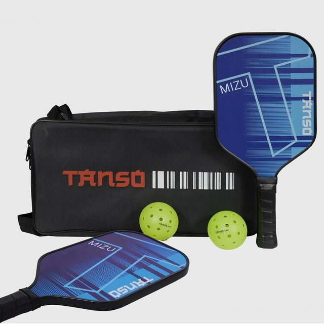 Mizu Fiberglass Pickleball Paddle Starter Bundle With 2 Paddles & 2 Pickleballs & Carry Bag | With Polypropylene Honeycomb Core