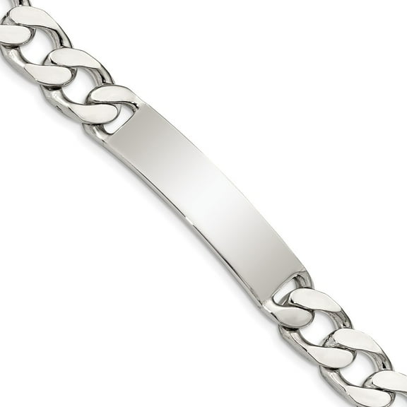Sterling Silver Polished Engraveable Curb Link ID Bracelet QID136