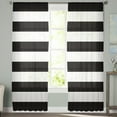 thumbnail image 2 of Black White Stripe, Sheer Curtains 72 Inches Long 2 Panels Set, Window Sheer Curtains for Living Room/Bedroom, Minimalistic Abstract Geometric Light Filtering Rod Pocket Curtain 52'' x 72'' x 2, 2 of 7