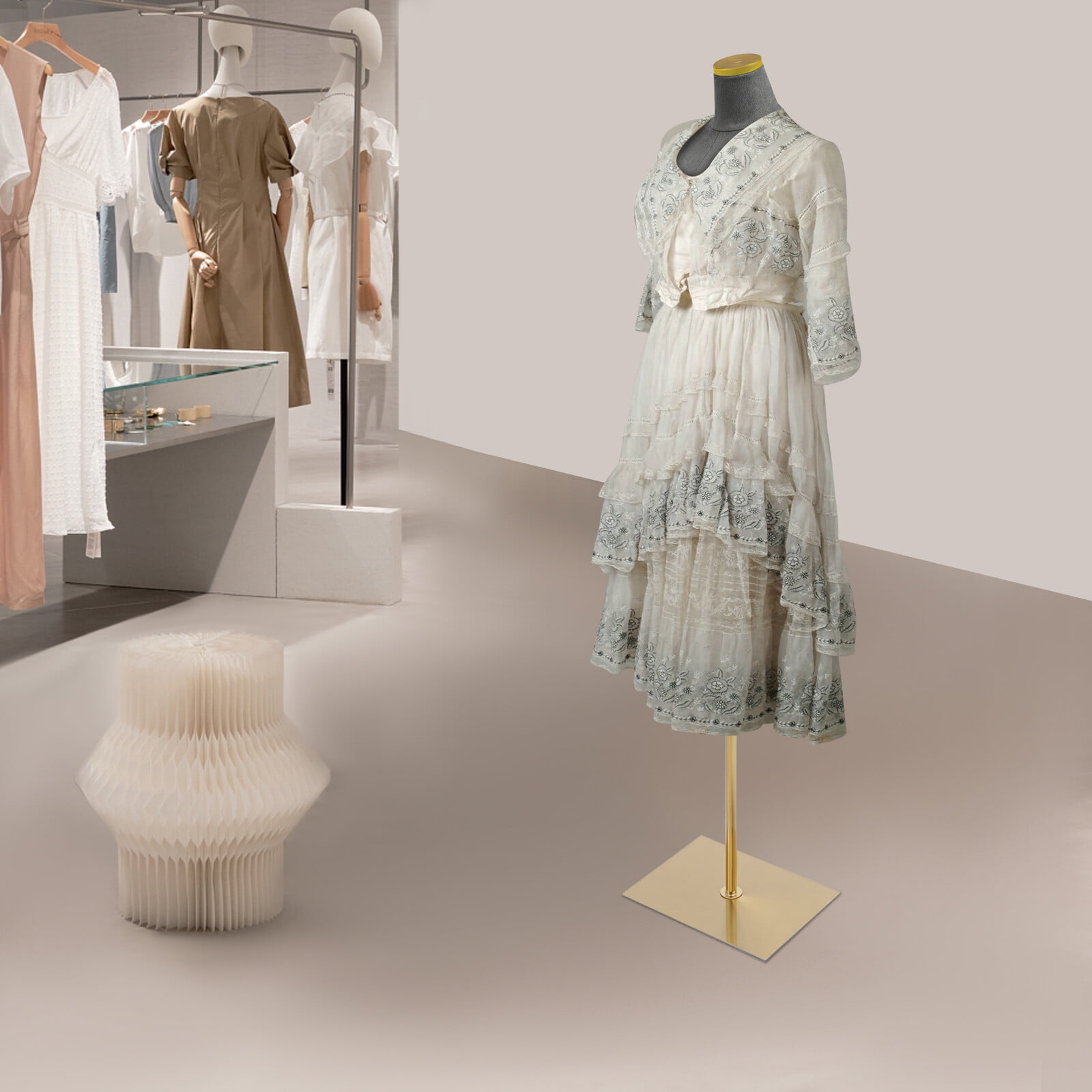 Modern Floorstanding Grey Female Mannequin Model with Stand Height Adjustable Half-length Mannequin Model