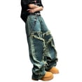 thumbnail image 2 of Mrmall Mens Wide Leg Jeans Baggy Y2K Hip Hop Loose Fit Denim Trousers Skater Jeans Streetwear, 2 of 6
