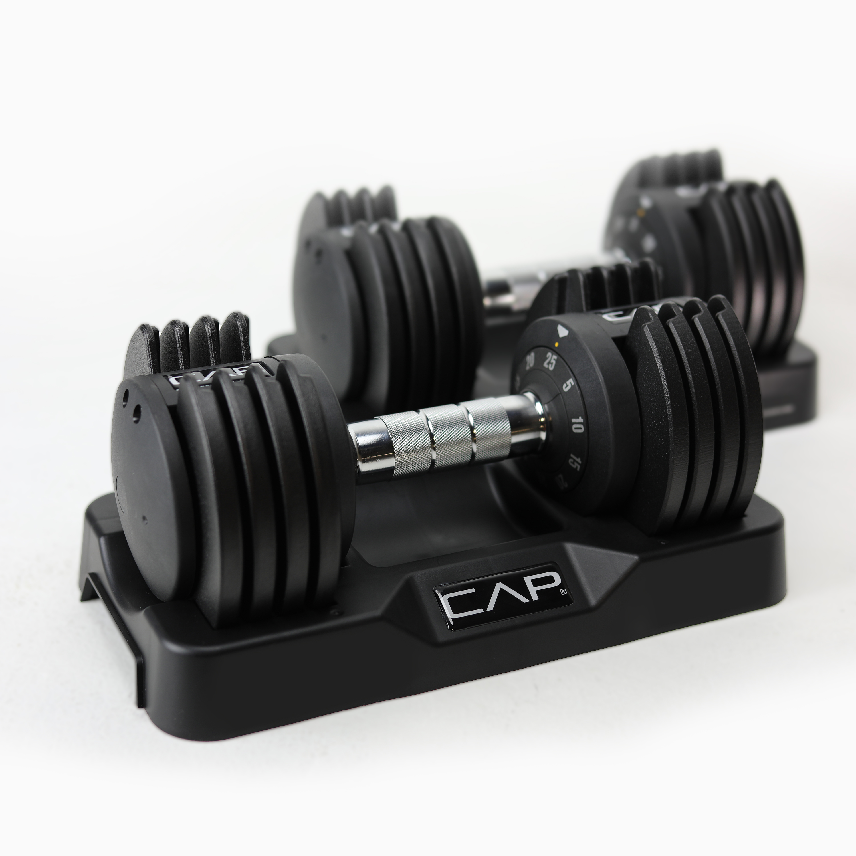 CAP Barbell 25 lb Adjustable Dumbbell Set, Quick Select Adjustability from 5-25 lb, Pair, Black - image 2 of 7