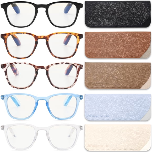 Lentes para Computadora y Lectura: Paquete de 5 Lentes con Tecnología Blue Light y Armazones, Gafas para Hombre y Mujer (Multicolor, 2.5, Dioptrías)