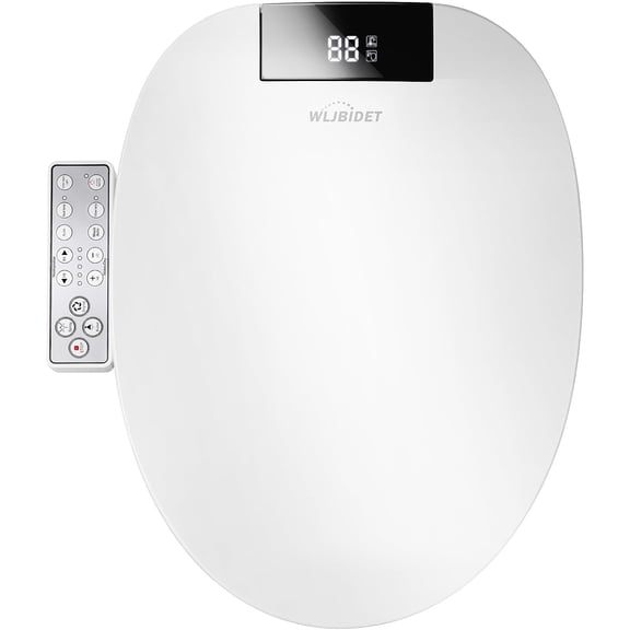 Toilet Bidet Seat, Instant Warm Water, Self-Cleaning Nozzle, Multiple Spraying Modes, Electric Heated Seat, Warm Air Drying, Soft Closed Lid, Display Screen, Requires Electricity, Elongated