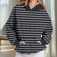 thumbnail image 2 of HomeDM Womens Stripes Hoodies Sweatshirts with Pocket Long Sleeve Shirts Comfy Casual Tops Fall Winter Pullover Tops - Black/L, 2 of 8