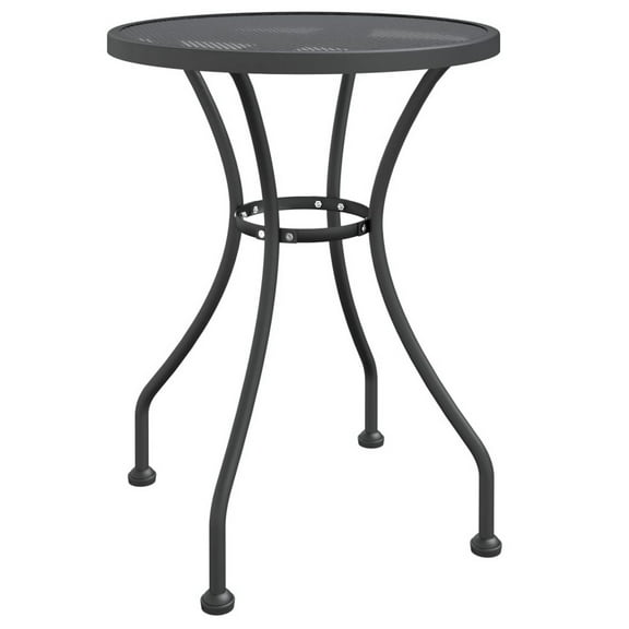 Outdoor Dining Breakfast Table, 28 Inch, Round Tabletop, Gray Metal