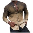 thumbnail image 2 of DHFJKG Men's Gradient Shirt Long Sleeve Stand Collar Printed Regular Fit Casual Button Down Dress Shirts Trendy Tops, 2 of 8