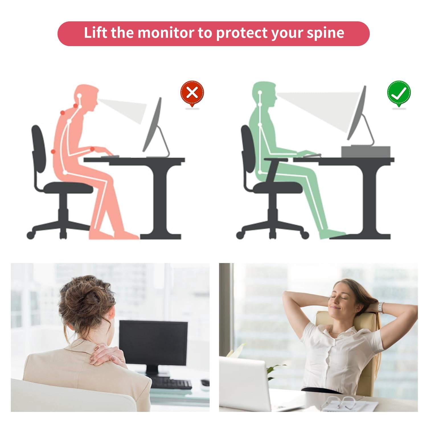 Desk Organizers And Accessories  Monitor Stand With Drawer 2 Pen Holder Desktop Organizer Suitable For Offices Dormitories (pink)