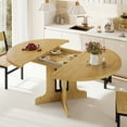 thumbnail image 4 of Virans 5-Piece Round Room Dining Table Set for 4-6,59" Extendable Kitchen Table with 2 Ergonomic Chairs & 2 Benches,Oval Modern Dining Set with MDF Board for Small Space,Oak, 4 of 9