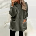 thumbnail image 6 of Yokua Women's Fleece Zipper Jacket with Pockets Oversized Long Sherpa Hoodie Plush Coat, 6 of 17