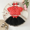 thumbnail image 2 of Rutayy Children Girls Short Sleeve Dot Prints Coat Tops Skirts Outfits Bohemian Style, Red, 2-3 Years, 2 of 5