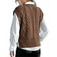 thumbnail image 3 of Langwyqu Spring Fall V-Neck Women Sleeveless Knit Vest Ribbed Sweater Pullover, 3 of 5