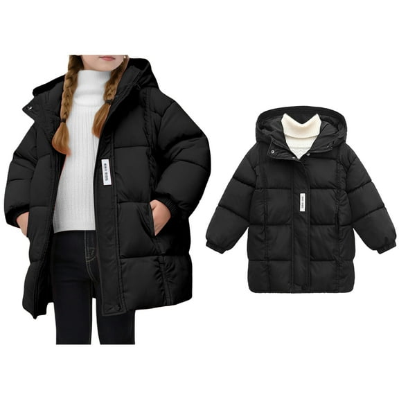 Toddler Winter Coat,Boys Puffer Jacket Mid-Length Heavyweight with Collar Hooded Windproof Warm Boys' Outerwear Jackets Coats Boys Coats Size 10-11 Years