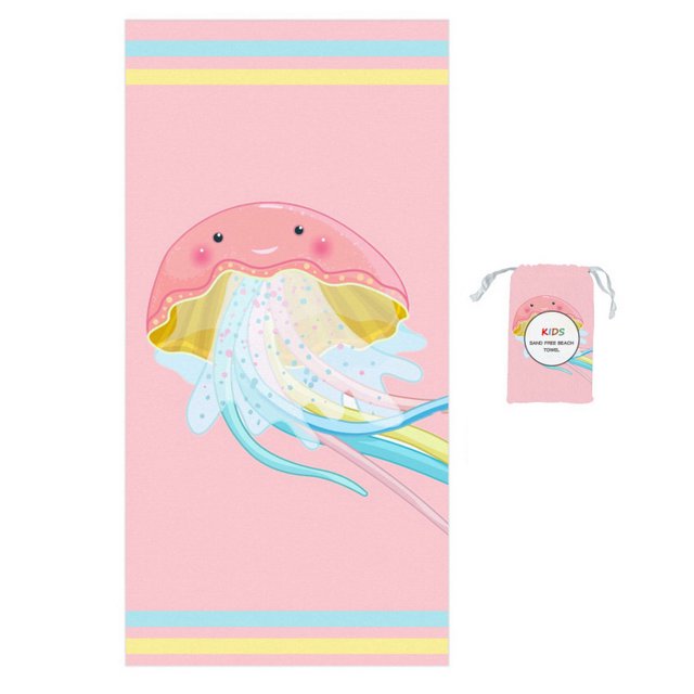 CSChome Towel Hidden Buckle Design Portable Kids Bath Towel Superfine Fiber Cartoon