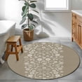 thumbnail image 3 of Japanese Round Area Rug 3Ft Washable Small Circle Rugs for Kitchen Entryway, Grey Simple Traditional Flowers Leaves Pattern Non-Slip Carpet Floor Mats Indoor Outdoor Carpet Runner Home Decor, 3 of 8