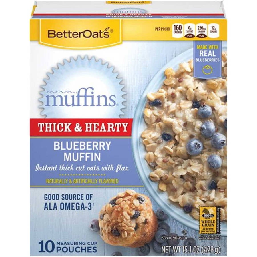 Better Oats Mmm...Muffins Blueberry Muffin Instant Oatmeal, 15.1 oz, (Pack of 6) by