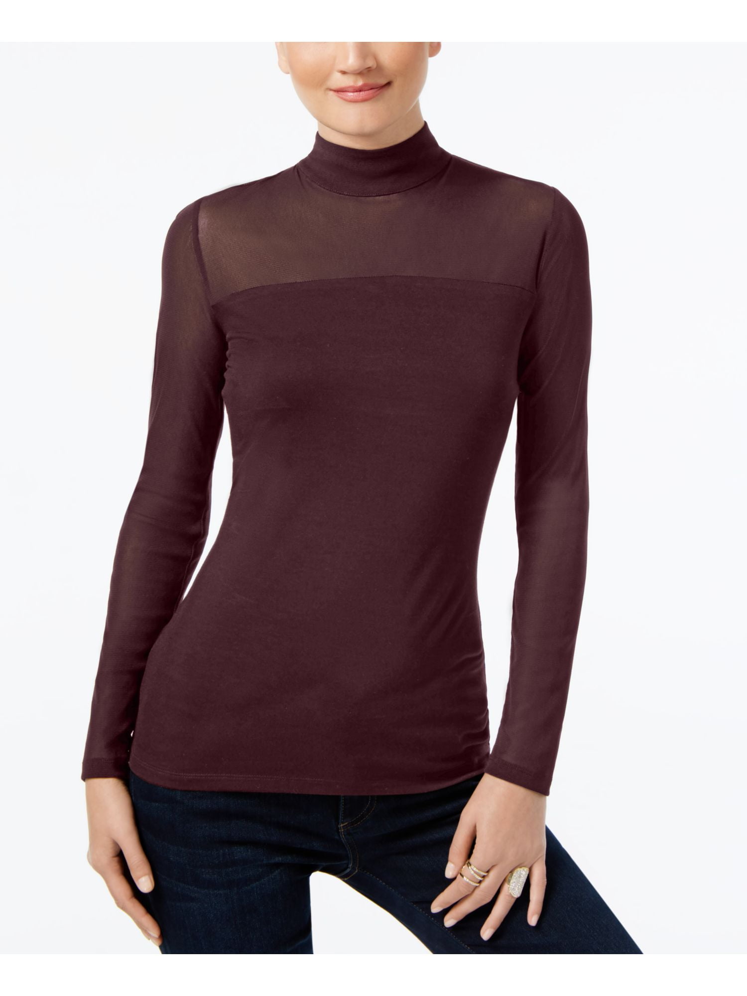 sheer mock turtleneck
